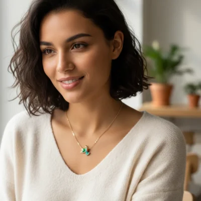 Enchanting Hummingbird Charm Necklace – Gold-Plated with Vibrant Enamel & Zircons