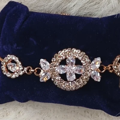 Rose Gold Plated American Diamond Adjustable Slider Bracelet for Women Elegant Floral Cubic Zirconia Crystal Wristwear Luxury Fashion Jewelry Gift for Her