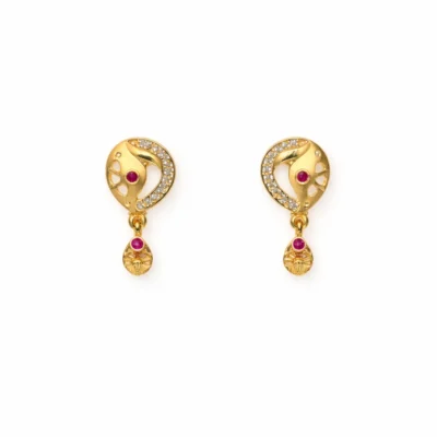 Snehshop™ Gold Earrings Designs for Daily Use 1.5gm Gold Polish, Stylish Lightweight Designer Drop Earrings for Women & Girls