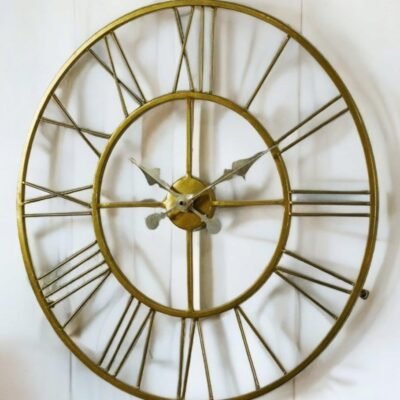 Black Metal Roman Numeral Wall Clock for Living Room, Vintage Round Decorative Wall Clock, Silent Non-Ticking Designer Clock for Home, Bedroom, Hall & Office Décor